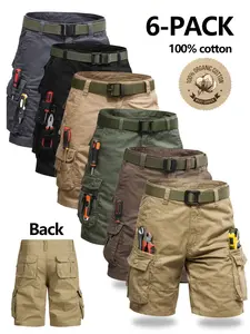 6-pack men’s cargo pants, tactical men’s shorts, men’s shorts with multifunctional pockets, suitable for golf and outdoor activities, men’s hiking shorts, wear-resistant, wrinkle-resistant, breathable shorts