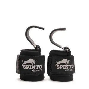 SPINTO FITNESS Enhanced Grip Lifting Hooks, Adjustable Steel Straps, Grip Band, Weight Training Accessories for Deadlifts, Powerlifting Support
