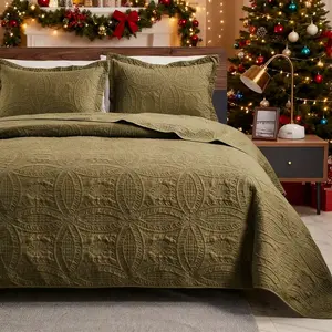 Quilt Set Bedspreads - Soft Bed Winter Quilt Lightweight Microfiber Bedspread- Modern Style Coin Pattern Coverlet for All Season - Keep Warm 3pcs (1 Quilt, 2 Pillow Shams) For Christmas Gifts And Christmas