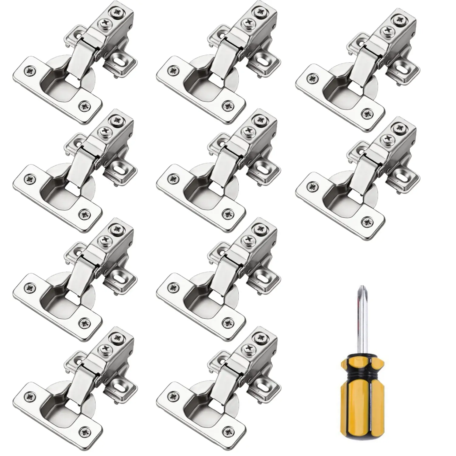 10Pcs Soft Close Cabinet Door Hinges for 1/2 Inch Overlay Cupboard, 105 Degree Opening Angel, Stainless Concealed Kitchen Cabinet Hinges - Home Improvement.