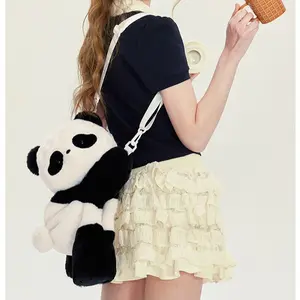 Gulibags Stylish Panda Plush Bag for Girls - Cartoon Japanese Design Purse Shoulder Pouch Crossbody Bag for Women - Perfect Fashion & Special Gifts