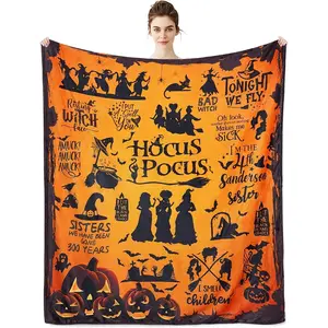 Witch Blanket Halloween Throw Blankets Hocus Pocus Blanket For Women Witch Flannel Fleece Blankets For Couch Sofa Bed Chair Decor Halloween Decorations Blanket