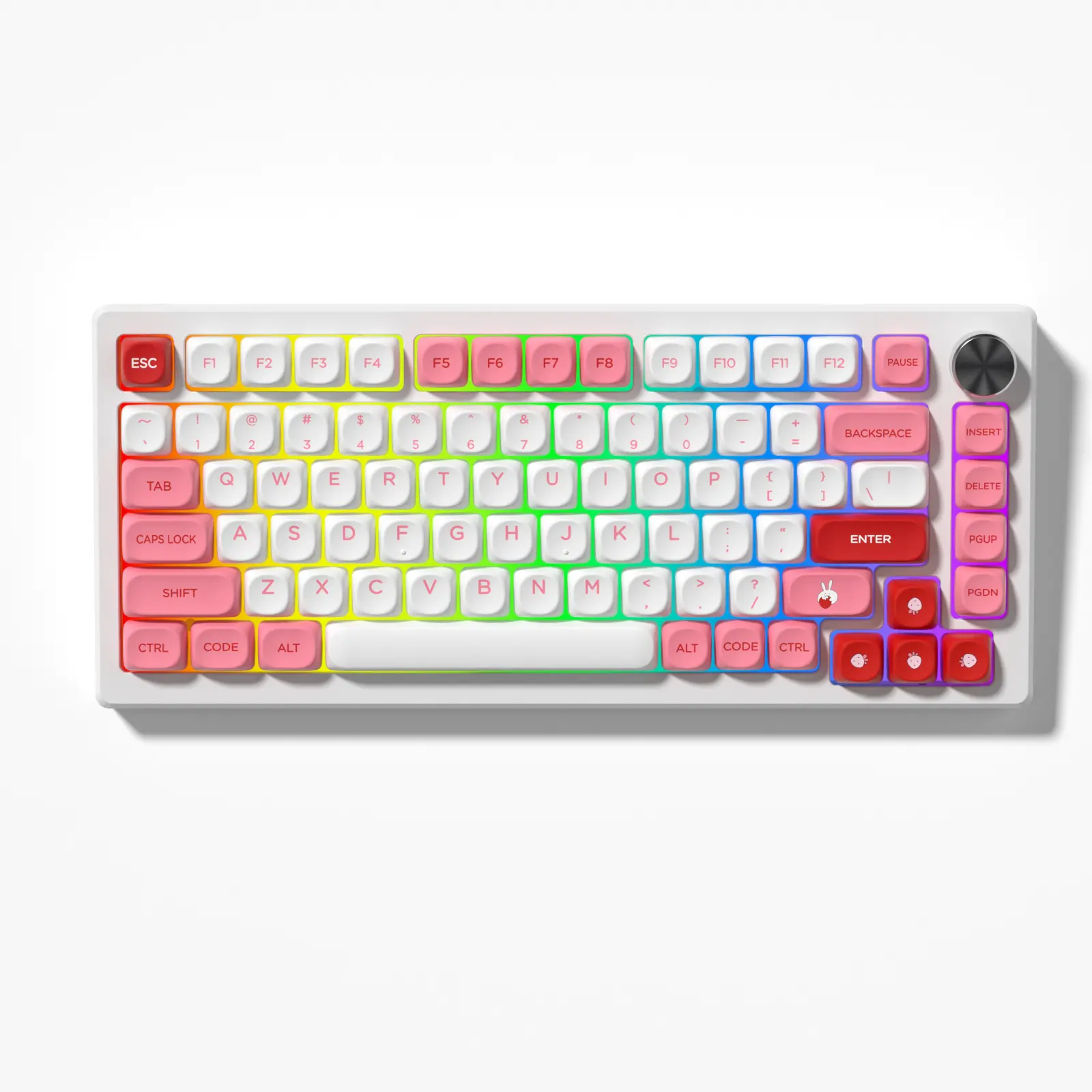 Womier PBT Keycap Set - 130-Keys MOA Profile Cute Dye-Sublimation Blush Pink Keycaps for 60%-100% US Layout Cherry MX Switches Mechanical Game Keyboard