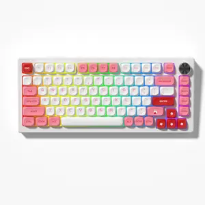 Womier PBT Keycaps,130Keys MOA Profile  Cute Style Keycap Set,Dye-Sublimation Pink Theme for Most 60% 65% 75% 80% 100% US Layout Cherry MX Switches Mechanical Keyboard