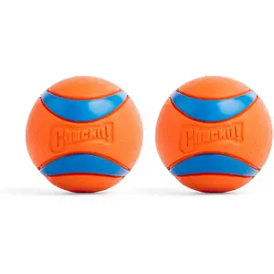 Chuck it Ultra Ball Dog Toy (2pcs) - Medium Bouncy Fetch Balls for Dogs 20-60 lbs Floating Water Pet Toys - Size Medium - 2.5-inch Diameter - Durable Chew for Aggressive Chewing