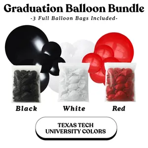 Graduation Balloon Bundle -  Texas Tech University Colors I Black, White, Red