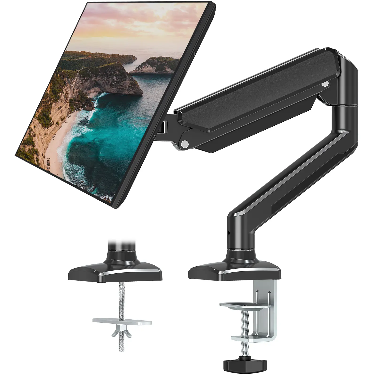 Full Motion Single Monitor Desk Mount for 13"-32" Screens | VESA 75x75 / 100x100
