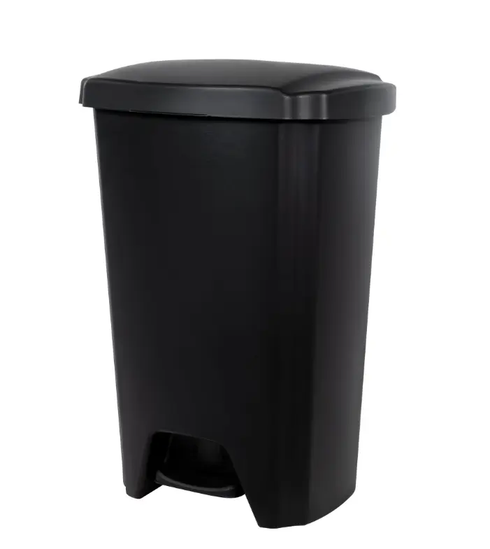 Black Pedal Bin with Lid, 10 Gallon Capacity, Durable Plastic Material, Ideal for Home and Office Use