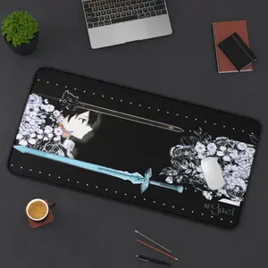 Kirito Sword Art Online XXL Anime Mouse Pad ️ | Aesthetic Black Gaming Desk Mat – Smooth Surface, Non-Slip Base