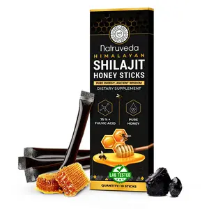 Himalayan Shilajit Honey Sticks for Men & Women - 75%+ Fulvic Acid & Trace Minerals - Raw Honey, Saffron & Himalayan Shilajit Resin - 10 Sticks Pack