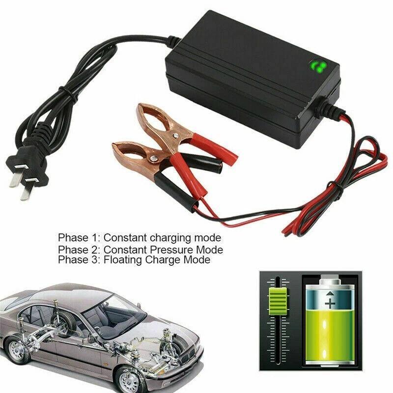 Portable 12V Auto Car Battery Charger | Smart Trickle Maintainer for Truck Boat Motorcycle | Automatic Desulfator for Lead-Acid Batteries