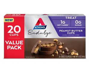 Atkins Endulge Peanut Butter Cups, Dessert Favorite, Low Carb, 0g Sugar, 20 Count