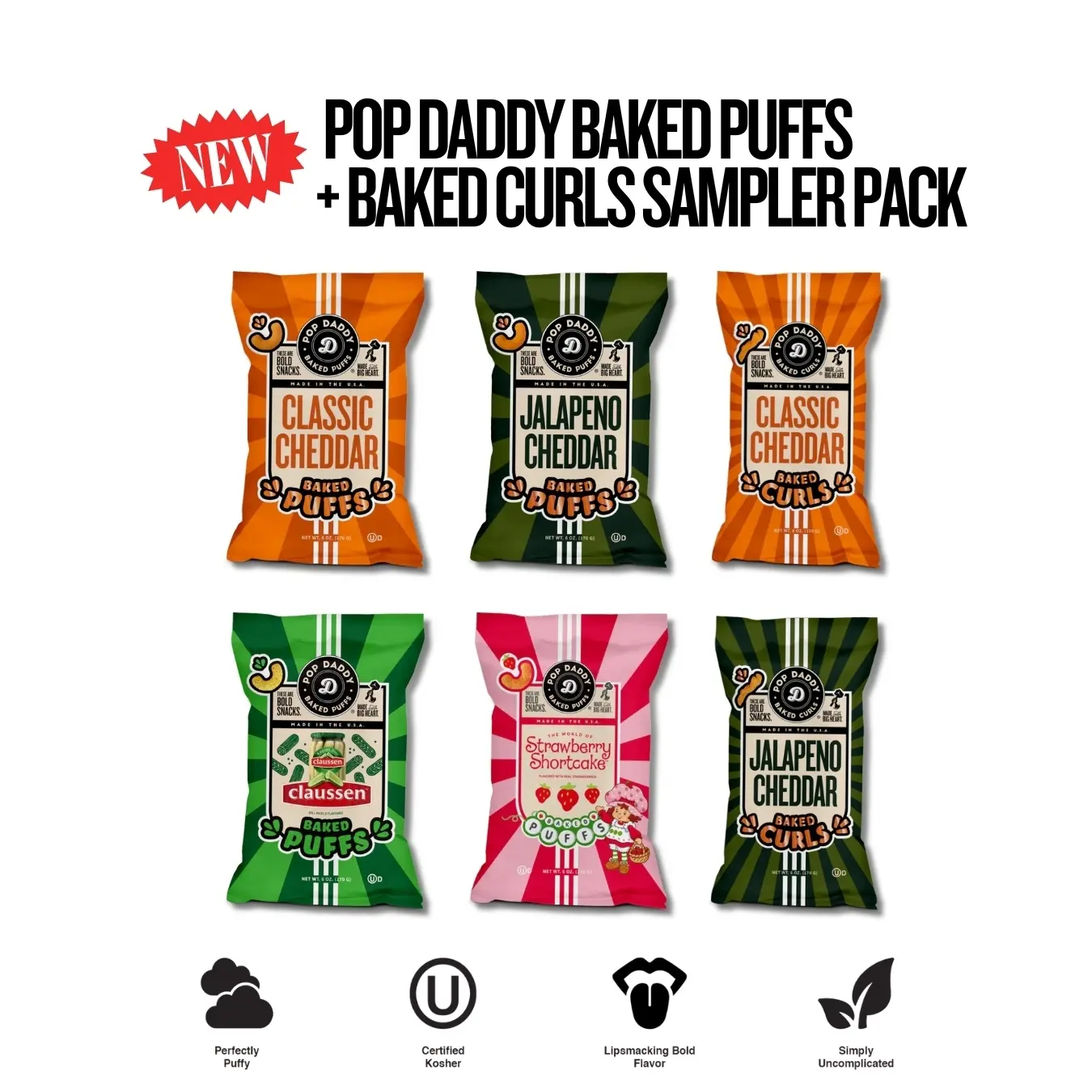 Pop Daddy Baked Puffs + Baked Curls Sampler Pack Pop Daddy Baked Puffs + Baked Curls Sampler Pack