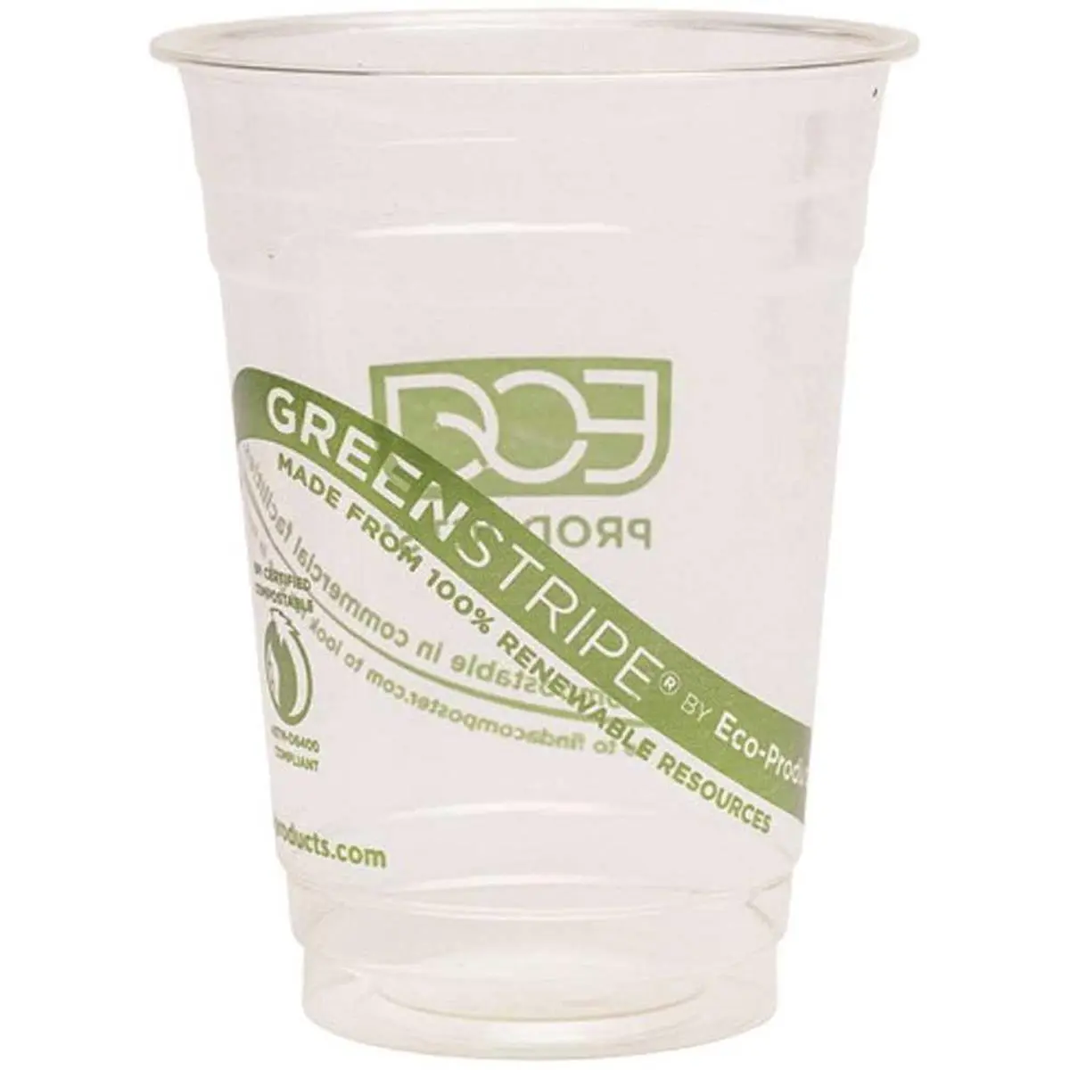 Eco-Products EP-CC16-GS Disposable 16 oz Green Stripe Renewable & Compostable Cold Cup - 1000 Per Case