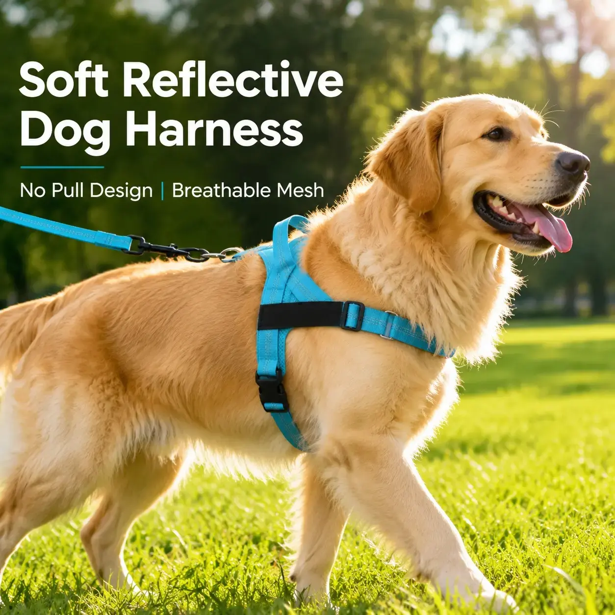 Adjustable Durable Reflective Breathable Padded Nylon Dog Harness - No Pull Basic Halter Harnesses for Small/Medium/Large Dogs, Dual D-Ring & O-Ring, Vest for Daily Walks, Hiking, Adjustable Harness