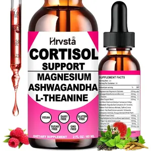 Hrvsta Cortisol Supplement Liquid Drops, 17-in-1 Cortisol Reducer w. Ksm-66 Ashwagandha Theanine Rhodiola Rosea Magnesium Phosphatidylserine, Hormone Balanced & Lower Cortisol for Women Calm* Relaxation Edible Fitness collagen peptide Healthcare Dietary