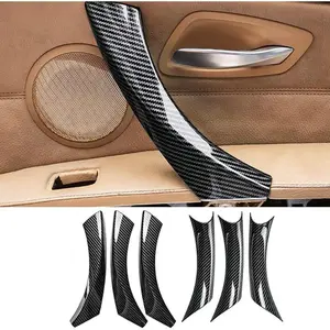 6Pcs/Set Carbon Fiber Pattern ABS Inner Interior Door Panel Pull Handle Cover for BMW E90 325i 328i 335i 330i 2006 2007 2008 2009 2010 2011 (Carbon Fiber Black)