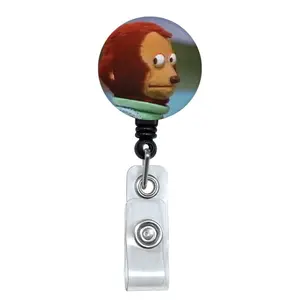 Side Eye Monkey Meme Badge Reel, Funny Badge Reel, Cute ID Badge Reel