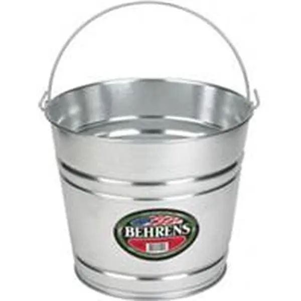 Behrens Manufacturing 001701 Sturdy 10 Qt. Galvanized Steel Water Bucket - Durable Heavy-Duty Home Supplies Pail for Organization, Cleaning, Event Decor