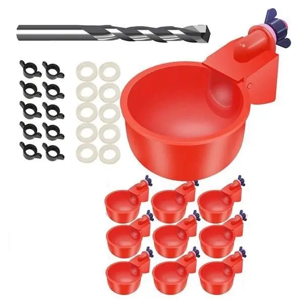 Hinest Large Automatic Chicken Waterer Cups - Poultry Feeding Kit Suitable for Chicks, Ducks and Bunnies, Automated Poultry Watering Feeding Tools