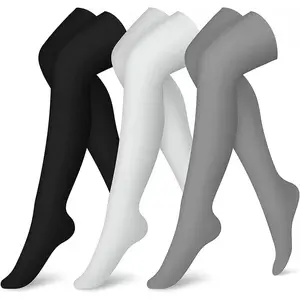 Unisex Over-the-Knee Compression Socks Black White Grey Sport Long Tube Quick-Dry Polyester for Running Outdoor Anti-Slip Sweat-Absorbing best support Women's Thigh-High performance recovery