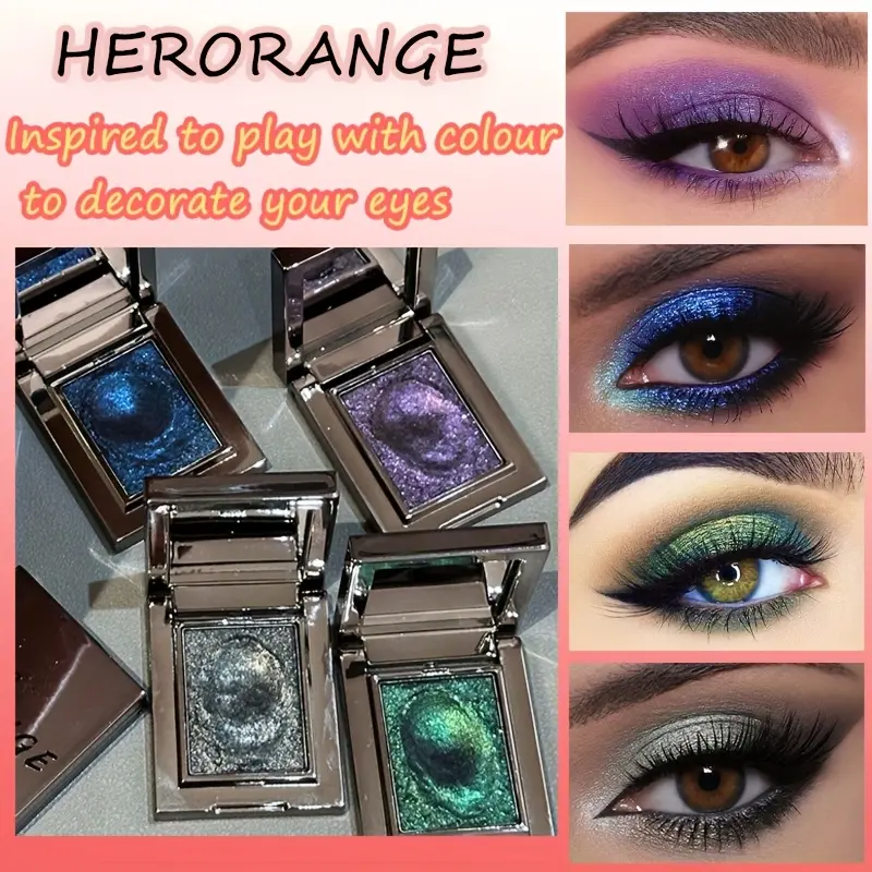 HERORANGE 4-Piece Limited Edition Luxury Eyeshadow Set, Cosmetic with Shimmer, Metallic, Matte Finishes, Highly Pigmented, Creamy, Waterproof, No-Fallout, Hypoallergenic, Beginner-Friendly Makeup, Gluten Free, Youth, Long-Lasting, Contains Neither, 24 Mon