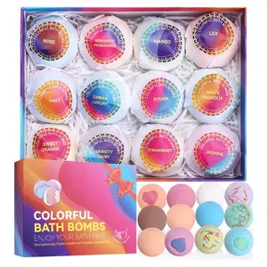 12pcs Essential Oil Bath Salt Balls Explosion Salt Gift Box Bath Fizz Balls Bubble Bombs Body Care Products