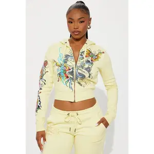 Ed Hardy Enchanted Butterfly Zip Up Hoodie - Butter Yellow I