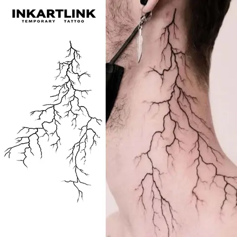 INKARTLINK Crack Shape Magic Temporary Tattoo Stickers (2-Piece Set) - Waterproof, Semi-Permanent, Realistic Arm Temporary Tattoos, All-Skin Fit, Patterned Body Art Overlay, Adults Casual Party Decor, Single Item Option