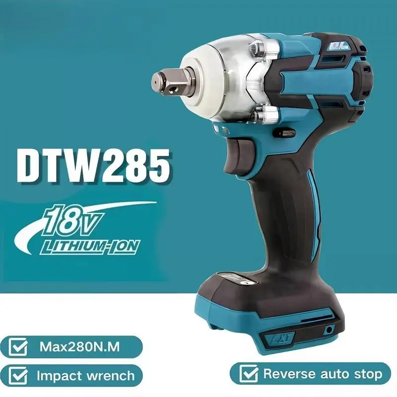 Makita DTW285 18V Brushless Rechargeable Impact Electric Wrench - High-Torque Lithium Battery Hand Tool for Auto Repair & Impact Tasks