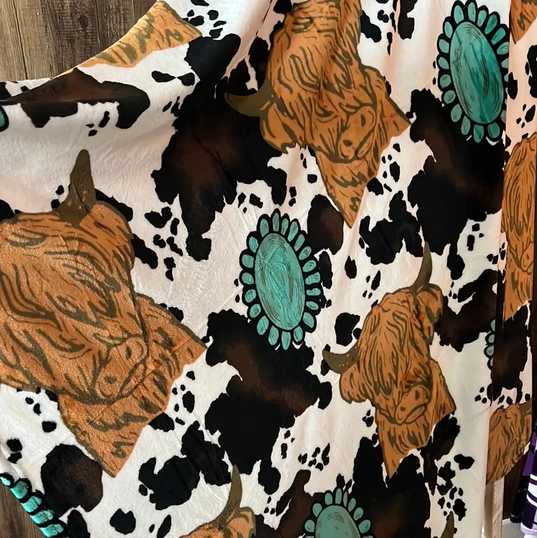 Highland Cow Concho Lightweight Throw Blanket 70x78