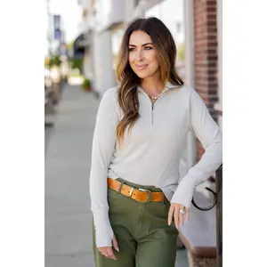 Textured Stripes Quarter Zip Pullover