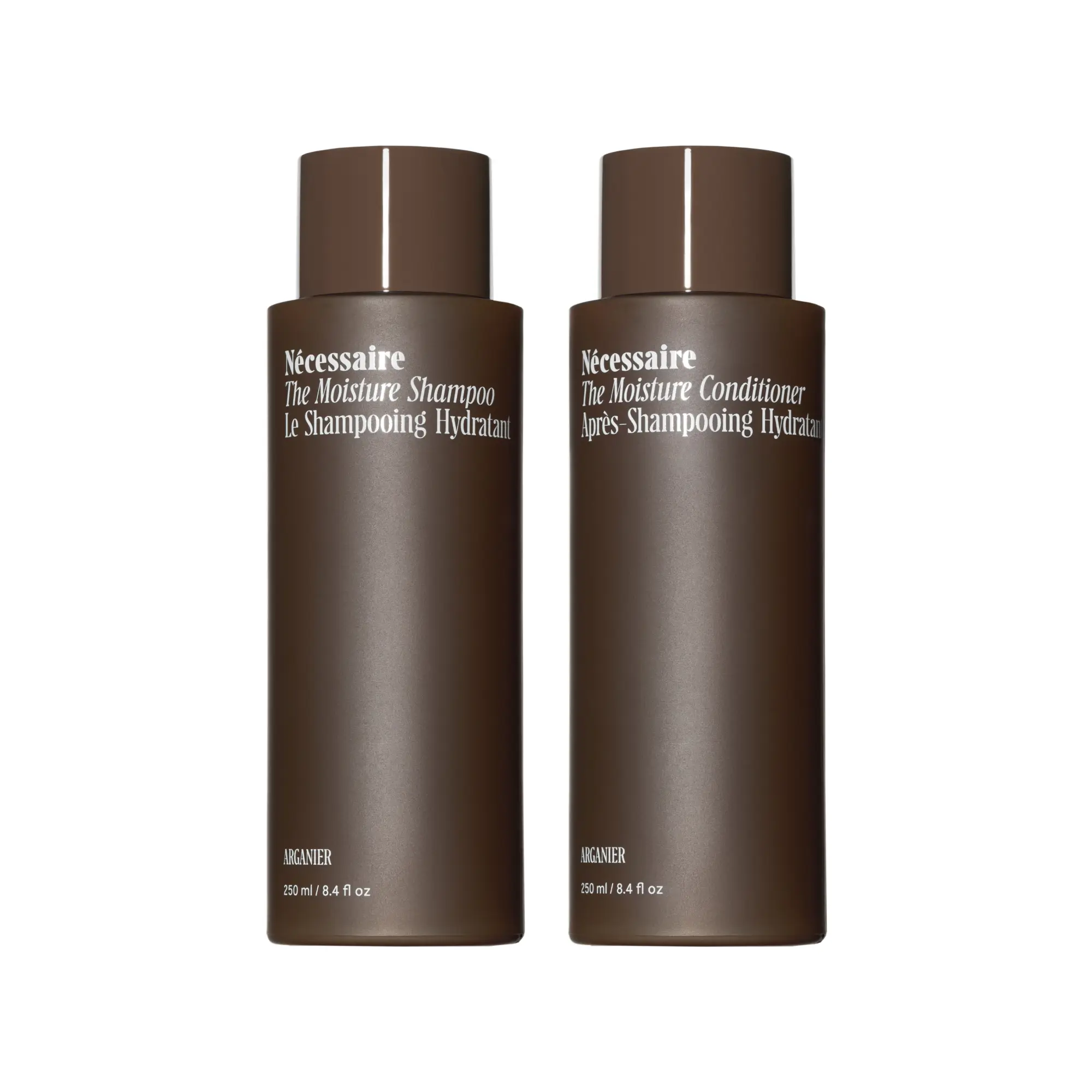 Nécessaire The Moisture Shampoo & Conditioner Duo | Intense Moisture Bundle For Smoother, Shinier, Healthier-Looking Hair | Argan Oil + Ceramides | 250ml