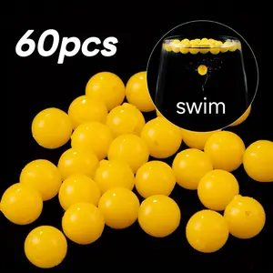 60pcs Fishing Float Baits, High Buoyancy Wild Fish Bait Pellets, Soft Ice Fishing Lures, Floating Fishing Lures for Carp, Grass Carp, Big Fish Feed, Artificial Fishing Lure