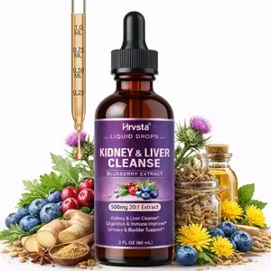 summervibes Kidney Detox and Repair Drops - 27-in-1 Kidney and Liver Health Drops, containing 20:1 cranberry extract and chanca piedra, alcohol-free formula, supports urinary system and liver health (2 fl oz/bottle, blueberry flavor)
