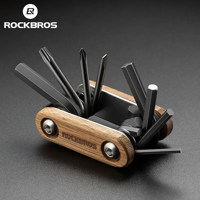 ROCKBROS 8-in-1 Compact Bicycle Repair Hand Toolset - Comprehensive Tool Set with Hexagonal Surfaces, Adjustable Tension for Mountain, Road Bike Maintenance
