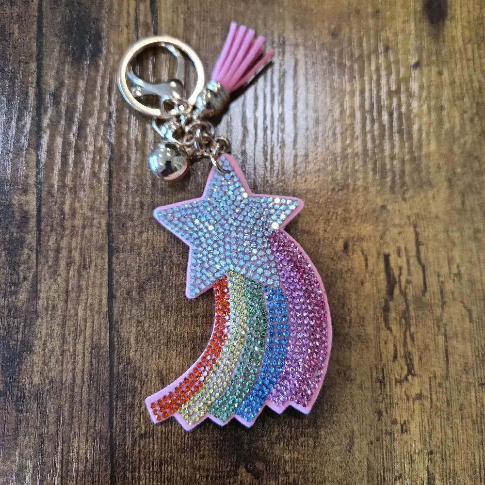 LGS Charms - Stars & Initials - Rhinestone Keychain Fashion Accessory with Tassel