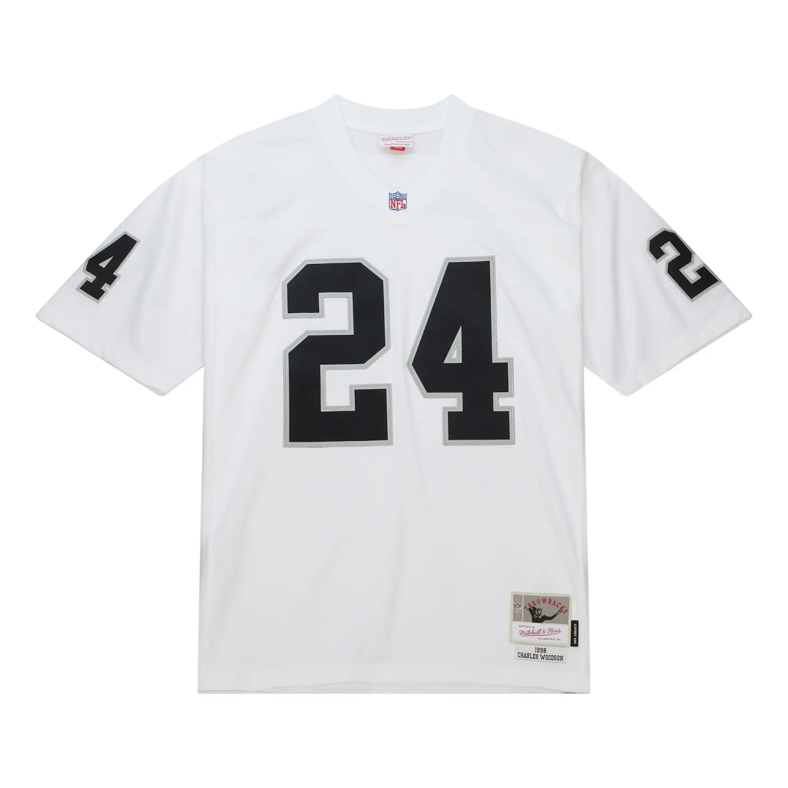 Charles Woodson Oakland Raiders 1998 White Legacy Player Jersey - Mitchell & Ness NFL Throwback, 90s Retro Football Jersey
