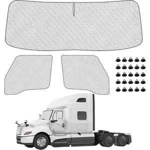 International LT, MV, Lonestar 2018-2026 Sun Shade| 3-Piece Van Window Covers with Thermal Insulation & UV Protection| Car Window Shades (Front Windshield & Side Covers)