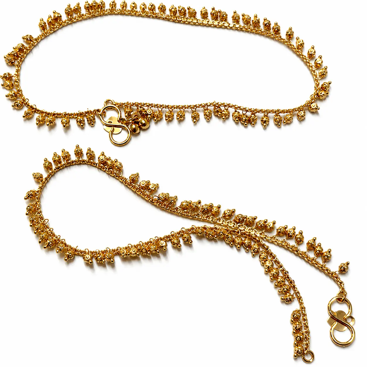 Women's Shiny Gold Metal Coating Anklets/Payal - 10-Inch Traditional Chain Jewelry Anklets, Versatile for All Occasions, Ideal for Anniversary Gifting
