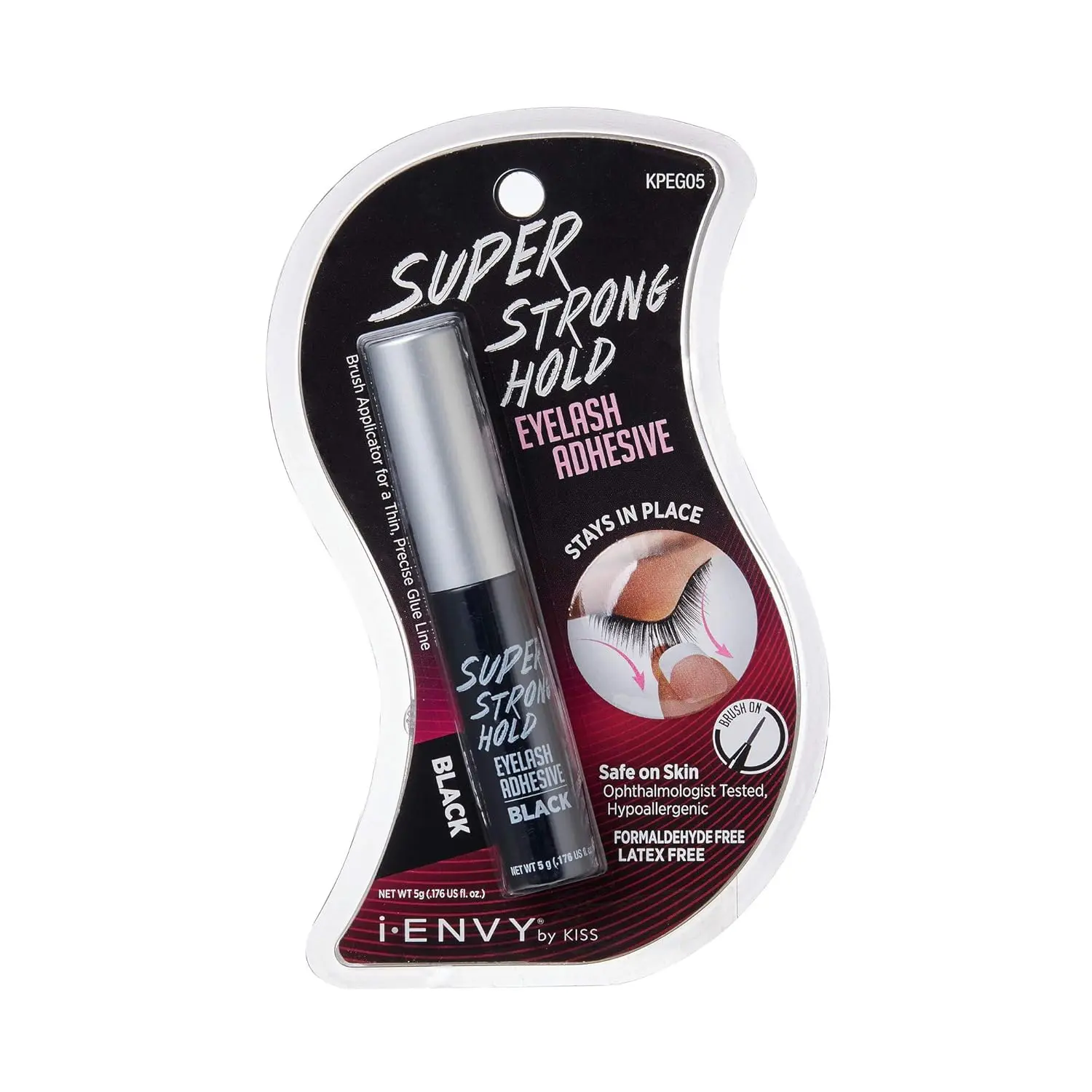 Kiss i-Envy by KISS Super Strong Hold Eyelash Adhesive Black KPEG05 Brush On Latex Free 0.18oz
