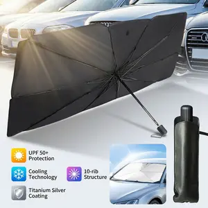 【FathersDayGift】Portable Car Windshield Sunshade, Foldable Windshield Sun Umbrella, Car Exterior Accessory, Car Windshield Cooling Umbrella for Daily Use, Car Window Shades