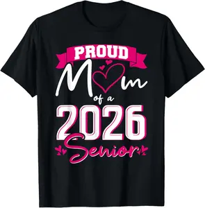 [100% Cotton]   Proud Mom Class Of 2026 Senior Graduation Funny Senior Mom T-Shirt Golf Gift T-Shirt For Men And Women