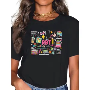 ABA Therapist Graphic Tee for Women - Professional Behavioral Health Design with ABC Charts & Data Sheets, Perfect for RBTs, Mental Health Professionals & Casual Workwear (Machine Washable)