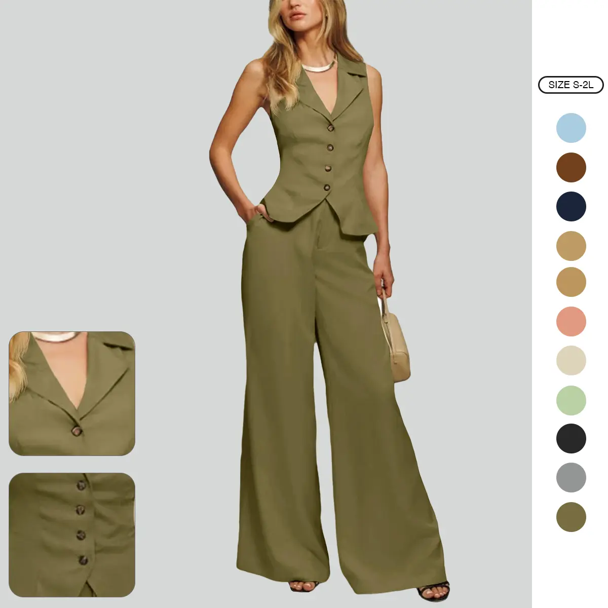 Imily Bela Womens Vest Sets Summer 2 Piece Outfits Button Crop Blazer Vest and Wide Leg Pant Suits Imily Bela Womens Vest Sets Summer 2 Piece Outfits Button Crop Blazer Vest and Wide Leg Pant Suits