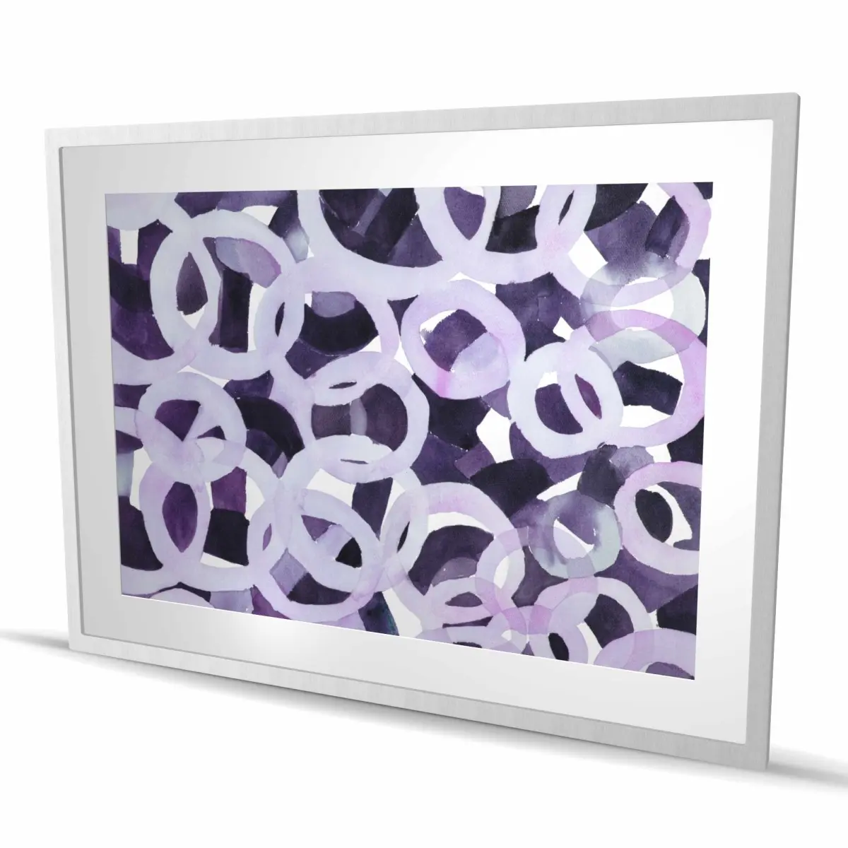Begin Home Decor C1FM3648LVQGTH 36 x 48 in. Abstract Purple Circles - Framed Matted Print Wall Art for Home Decor