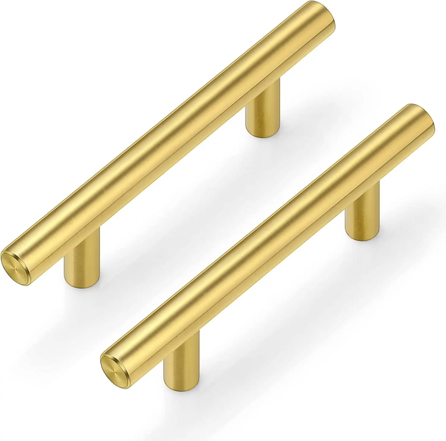 30Pack 3''Hole Centers Gold Cabinet Handles-Brushed Brass Cabinet Pulls Gold Dresser Drawer Pulls-Stainless Steel Door Hardware for Kitchen