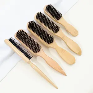 Wooden Boar Bristle Hair Brush, Essential Brush, 1 Piece Hair Styling Combs, Heatless Hair Styling Tool for Sleek Ponytail Bun & Smoothing Baby Hairs, Hairstyles, Natural