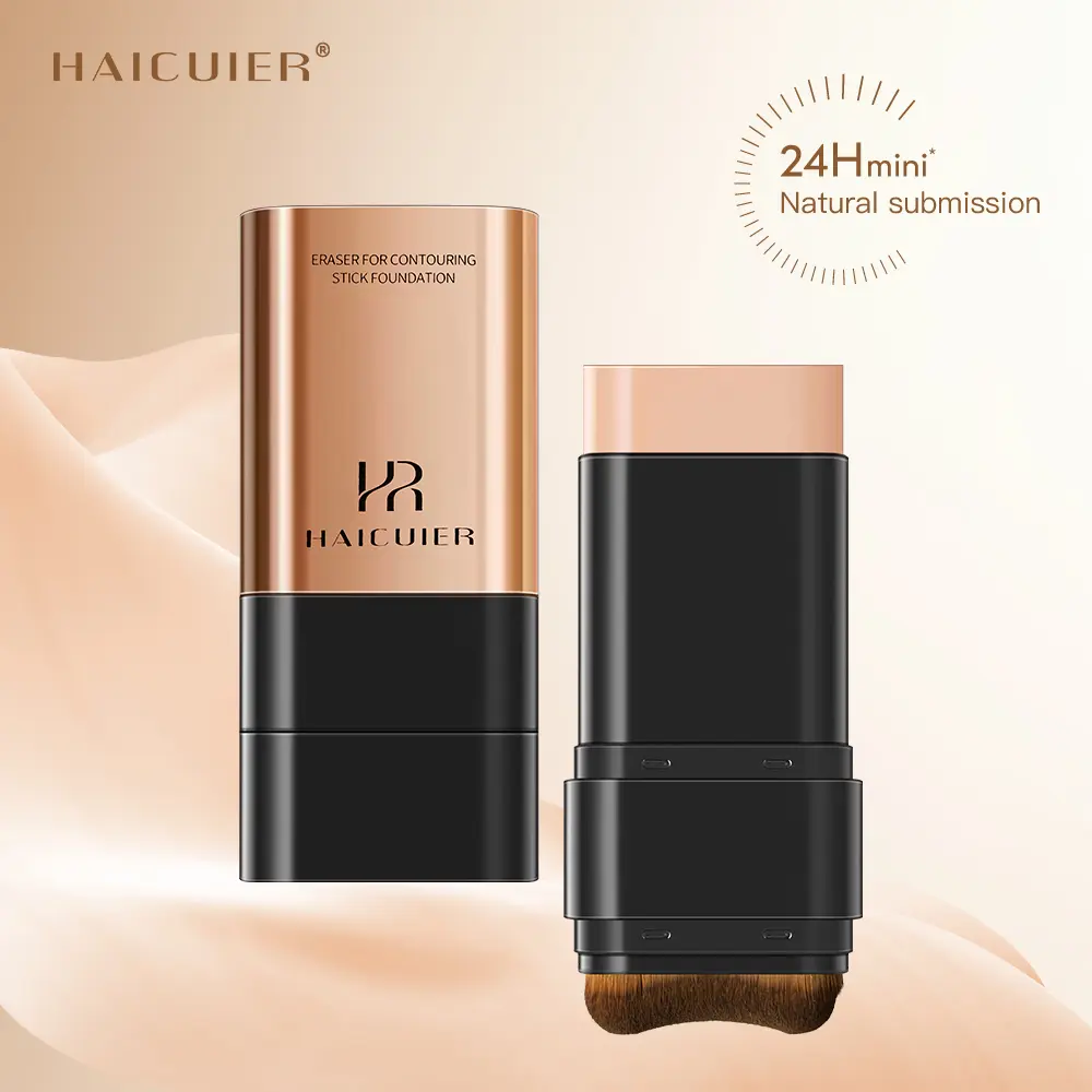 Foundation Stick with Brush Head Eraser Concealer, Concealer Foundation Hybrid, Lightweight Blendable Long Lasting Long-Lasting Coverage for All Skin Types, Multifunctional Makeup Base