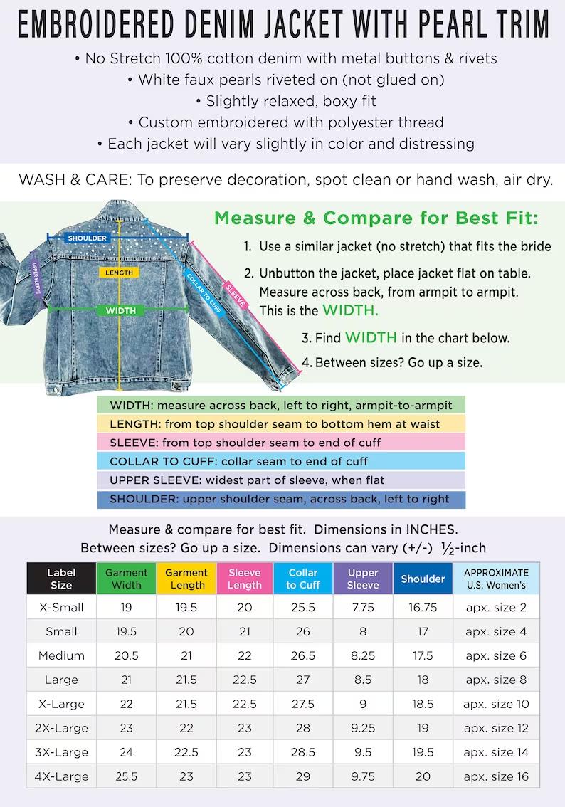 Embroidered Pearl Bride Jean Jacket, Wedding Bridal Denim Jacket, Bride Denim jacket with pearls, Date under the collar jacket, Personalized jacket-autum